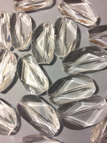 Large Clear Gem Stone Beads - Acrylic Beads that look like stained glass for Jewelry Making-Necklaces, Bracelets, or Earrings! 45x25mm Stone