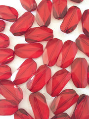 Large RED Gem Stone Beads - Acrylic Beads that look like stained glass for Jewelry Making-Necklaces, Bracelets, or Earrings! 45x25mm Stone