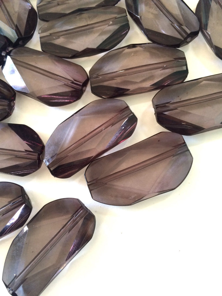 Large GRAY Gem Stone Beads - Acrylic Beads that look like stained glass for Jewelry Making-Necklaces, Bracelets, or Earrings! 45x25mm Stone - Swoon & Shimmer - 1