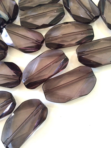 Large GRAY Gem Stone Beads - Acrylic Beads that look like stained glass for Jewelry Making-Necklaces, Bracelets, or Earrings! 45x25mm Stone