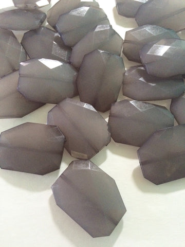 Large GRAY faceted beads - acrylic 39mm beads for jewelry making