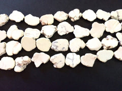 Flat Magnesite Chunky Beads in Bone White  - Cream Colored Nugget Dyed Beads for wire bangle Tassel bracelet jewelry makers