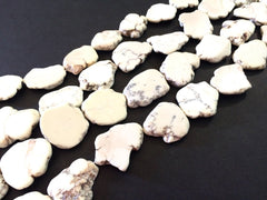 Flat Magnesite Chunky Beads in Bone White  - Cream Colored Nugget Dyed Beads for wire bangle Tassel bracelet jewelry makers