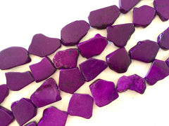 Flat Magnesite Chunky Beads in Dark Purple  - Nugget Dyed Beads for wire bangle Tassel bracelet jewelry makers