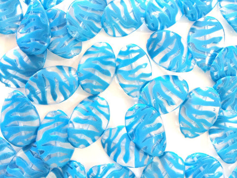 Large SKY BLUE animal print beads - beads for jewelry making - tiger cougar cat stripe - team jewelry - Swoon & Shimmer - 1