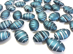 Teal Painted Beads 30mm Bead - Oval Nugget Bead with black & white accents - Bangle or Jewelry Making - FLAT RATE SHIPPING - Swoon & Shimmer - 1