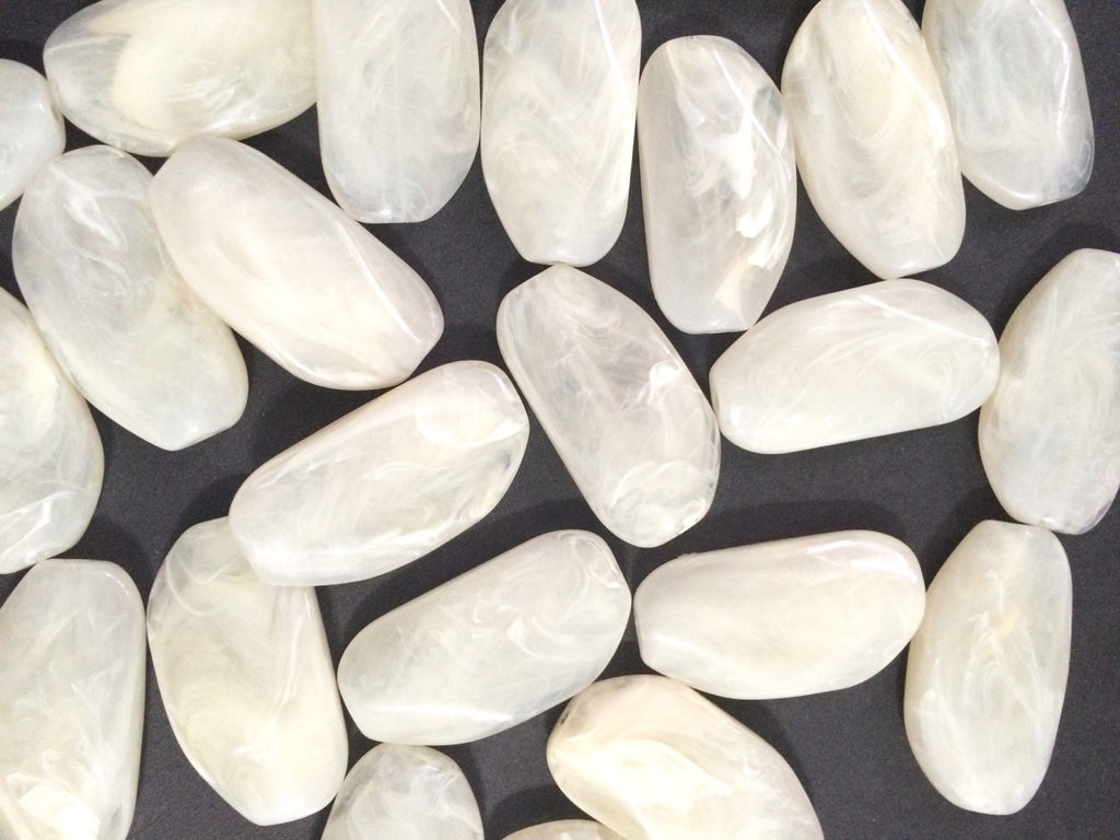 Large Cream Gem Stone Beads - Bone Acrylic Beads look like stained glass for Jewelry Making-Necklaces, Bracelets, or Earrings! 45x25mm Stone - Swoon & Shimmer - 1