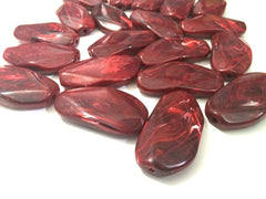Large RED Gem Stone Beads - Acrylic Beads that look like stained glass for Jewelry Making-Necklaces, Bracelets, or Earrings! 45x25mm Stones - Swoon & Shimmer - 1