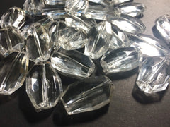 Large Translucent Beads - Faceted Irregular Shaped Clear Nugget Bead - FLAT RATE SHIPPING 32mm - Swoon & Shimmer - 1