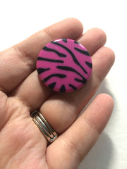 Pink & Black 30mm circular animal print beads - beads for jewelry making - tiger cougar cat stripe - team jewelry - Swoon & Shimmer - 2