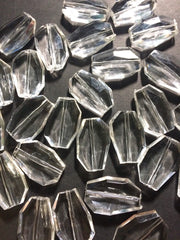 Large Translucent Beads - Faceted Irregular Shaped Clear Nugget Bead - FLAT RATE SHIPPING 32mm - Swoon & Shimmer - 3