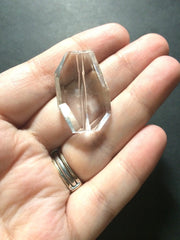 Large Translucent Beads - Faceted Irregular Shaped Clear Nugget Bead - FLAT RATE SHIPPING 32mm