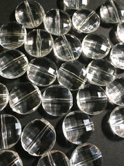 Clear Large Translucent Beads - 21mm Faceted circle round Bead - FLAT RATE SHIPPING - Jewelry Making - Wire Bangles