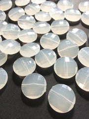 White Large Translucent Beads - 21mm Faceted circle round Bead - FLAT RATE SHIPPING - Jewelry Making - Wire Bangles - Swoon & Shimmer - 3