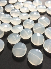 White Large Translucent Beads - 21mm Faceted circle round Bead - FLAT RATE SHIPPING - Jewelry Making - Wire Bangles