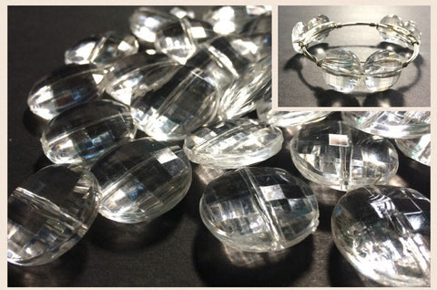 Clear Diamond Twisted Oval Beads, 22mm Translucent Beads for Jewelry  Making, faceted resin beads, clear jewelry necklace