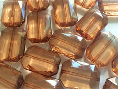 Coffee Brown Large Translucent Beads - Faceted Nugget Bead - FLAT RATE SHIPPING 30mmx22mm Dark