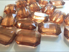 Coffee Brown Large Translucent Beads - Faceted Nugget Bead - FLAT RATE SHIPPING 30mmx22mm Dark