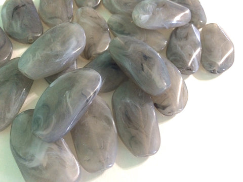 Large ASH GRAY Gem Stone Beads- Acrylic Beads that look like stained glass for Jewelry Making-Necklaces, Bracelets, Earrings 45mm