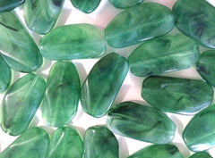 Large JALAPENO GREEN Gem Stone Beads - Acrylic Beads that look like stained glass for Jewelry Making-Necklaces, Bracelets, Earrings 45MM