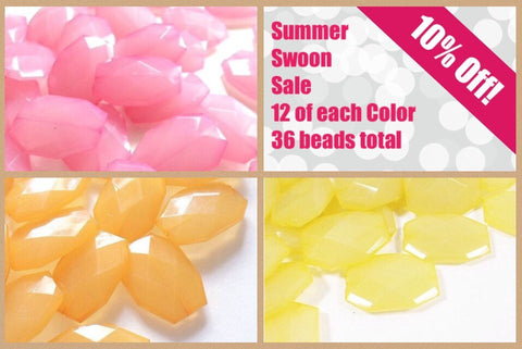 Summer Bead Bag - SALE! - Blush Pink Orange Creamsicle yellow 34x24mm Beads - Acrylic Nugget Jewelry Making Supplies Wire Bangle Bracelet
