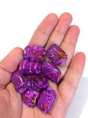Freckled PURPLE Beads - Octogon 24x16mm Large faceted acrylic nugget beads for bangle or jewelry making