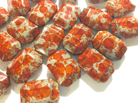 Freckled ORANGE Beads - Octogon 24x16mm Large faceted acrylic nugget beads for bangle or jewelry making