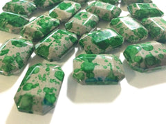 Freckled GREEN Beads - Octogon 24x16mm Large faceted acrylic nugget beads for bangle or jewelry making