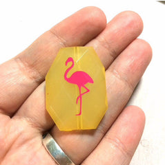 Pink Flamingo on your choice of bead color - jewelry making, bangle bracelet, gift, handmade beads