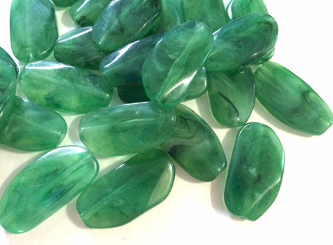 Large JALEPENO GREEN Gem stone Beads - Acrylic Beads look like stained glass for Jewelry Making-Necklaces, Bracelets, or Earrings! 45x25mm Stone - Swoon & Shimmer - 1