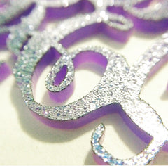 Monogram 2 Hole Acrylic Script Plaques - Wire Bangle Bracelet - Light Purple Glitter - Personalized Bracelet Necklace Jewelry