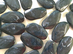 Large BLACK Gem stone Beads - Acrylic Beads look like stained glass for Jewelry Making-Necklaces, Bracelets, or Earrings! 45x25mm Stone - Swoon & Shimmer - 2