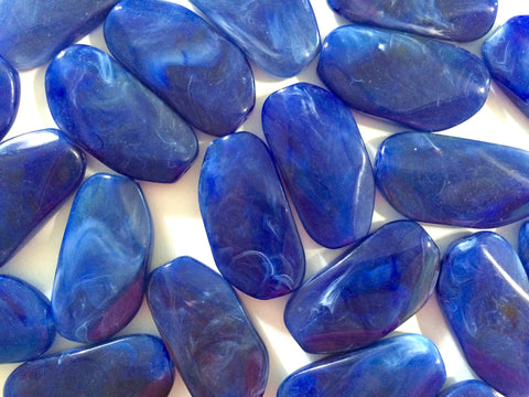 Large DARK BLUE Gem stone Beads - Acrylic Beads look like stained glass for Jewelry Making-Necklaces, Bracelets, or Earrings! 45x25mm Stone - Swoon & Shimmer - 1