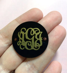 Monogram Disc Beads - 3 Letter Circle Monogram - Pick your Disc Color AND font color! - 1.25 Inch Beads for Bangle Making