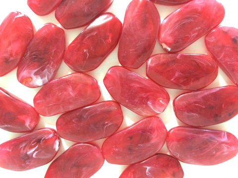 Large FIESTA RED Gem stone Beads - Acrylic Beads look like stained glass for Jewelry Making-Necklaces, Bracelets, or Earrings! 45x25mm Stone - Swoon & Shimmer - 1