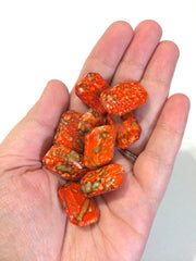 Painted ORANGE Beads with lime spots - Octogon 24x16mm Large faceted acrylic nugget beads for bangle or jewelry making - Swoon & Shimmer - 4