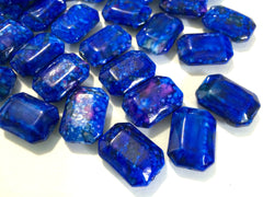 Painted ROYAL BLUE Beads - Octogon 24x16mm Large faceted acrylic nugget beads for bangle or jewelry making - Swoon & Shimmer - 1