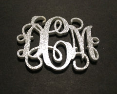 Monogram 2 Hole Acrylic Script Plaques - Wire Bangle  Bracelet - Silver Glitter - Personalized Bracelet Necklace Jewelry
