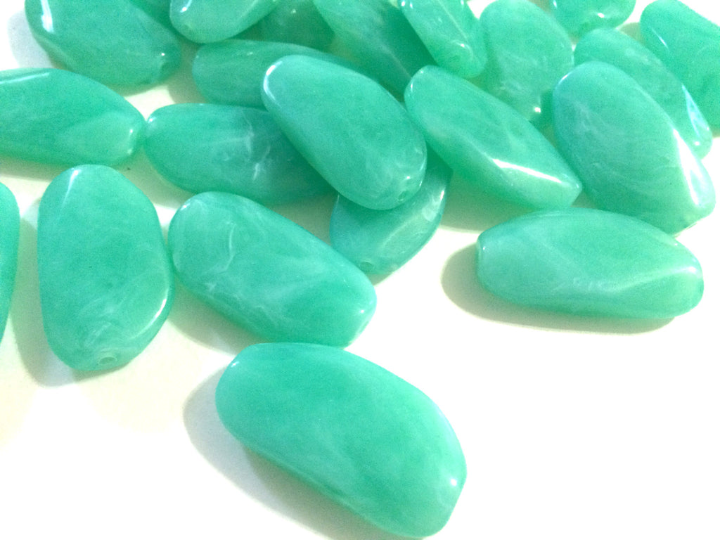 Large Mint Green Gem Stone Beads - Acrylic Beads that look stained glass for Jewelry Making-Necklaces, Bracelets, or Earrings! 45x25mm - Swoon & Shimmer - 1
