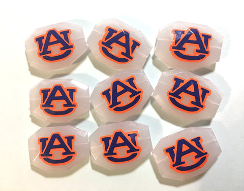 Auburn Beads, SET OF 9, Orange and Blue on White Beads