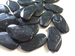 Large BLACK Gem stone Beads - Acrylic Beads look like stained glass for Jewelry Making-Necklaces, Bracelets, or Earrings! 45x25mm Stone - Swoon & Shimmer - 1