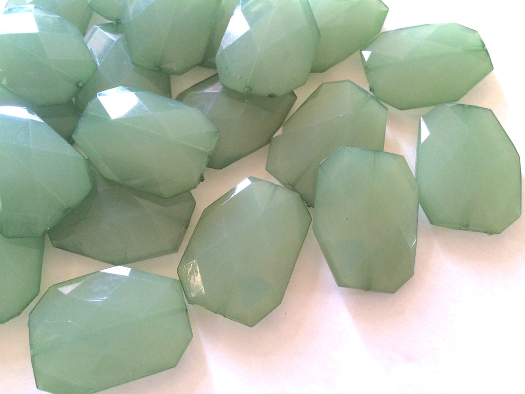 Large Mojito Green faceted beads - acrylic pink beads for jewelry making - 39mm size