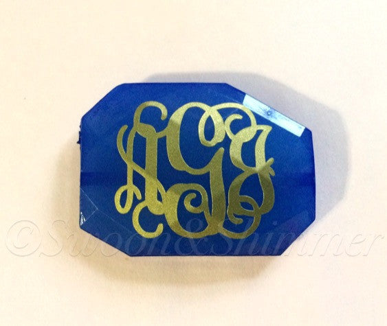 Metallic Three Letter Monogram Bead - Pick Your Colors! - Large Acrylic faceted bead for jewelry making