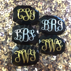 Metallic Three Letter Monogram Bead - Pick Your Colors! - Large Acrylic faceted bead for jewelry making - Swoon & Shimmer - 1
