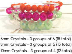 8mm Clear Glass Crystals - Set of 15 Beads for Wire Bangle Bracelet - Fuchsia Colored Faceted Beads - Swoon & Shimmer - 5