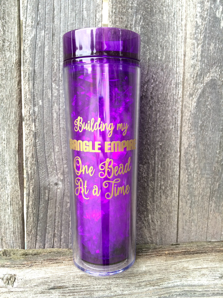 Building my BANGLE EMPIRE one Bead at a time - 16 Ounce Skinny Tumbler - Shimmer Sips! - Crafter's Gift - Jewelry Maker - Swoon & Shimmer - 1