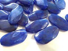 Large DARK BLUE Gem stone Beads - Acrylic Beads look like stained glass for Jewelry Making-Necklaces, Bracelets, or Earrings! 45x25mm Stone - Swoon & Shimmer - 2